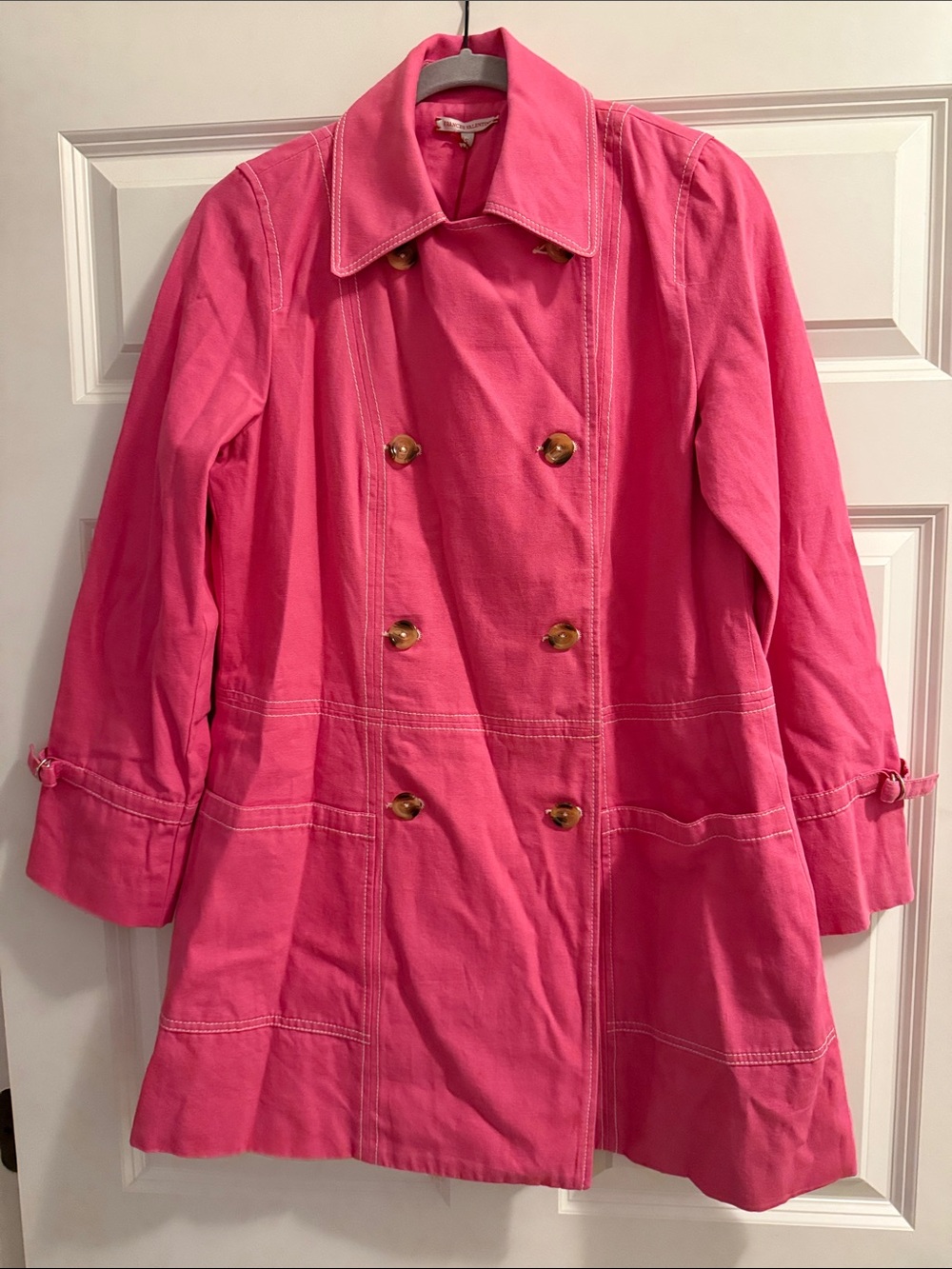 Frances Valentine Hot Pink Double-Breasted Trench Coat